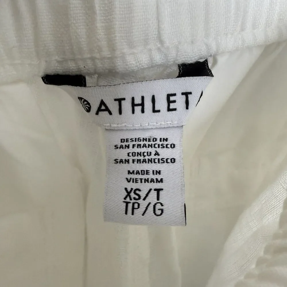 Athleta Retreat Linen High Rise Wide Leg Pants White Womens XS Split Leg Hem NWT